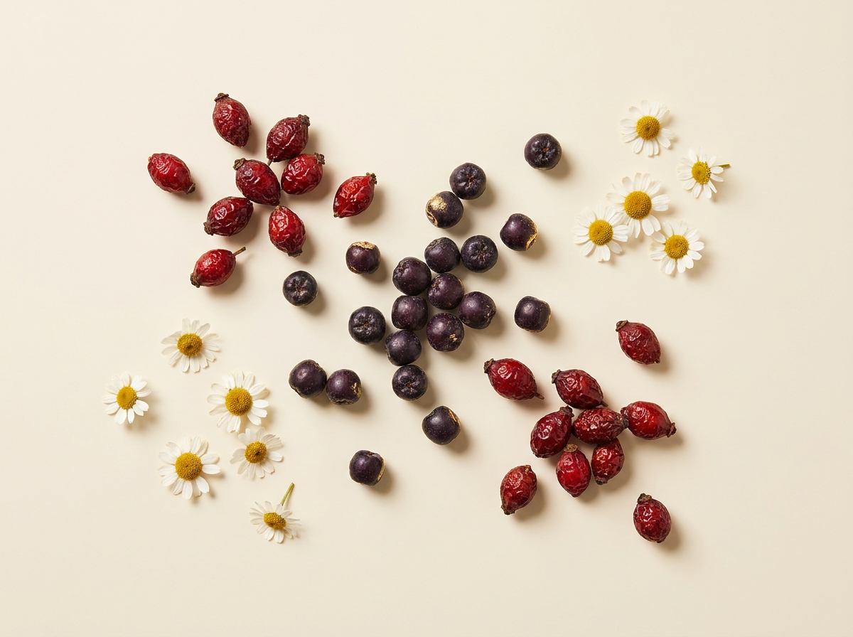 Măceșe, aronia și mușețel